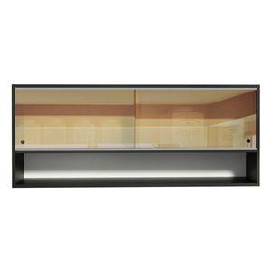 Gabinete superior Madesa 120cm 2 puertas corredizas de vidrio reflejante negro reims