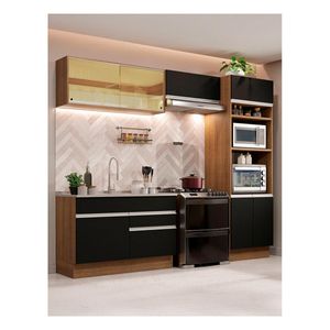 Cocina integral Madesa 270cm marrón negro glamy 12