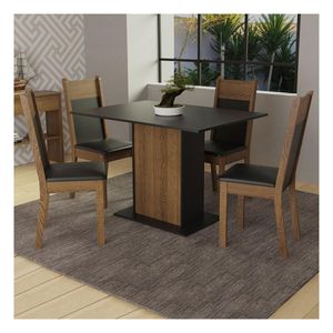 Juego de comedor Madesa con 4 sillas marrón negro sheila