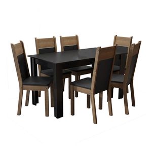 Juego de comedor Madesa con 6 sillas negro marron medelin