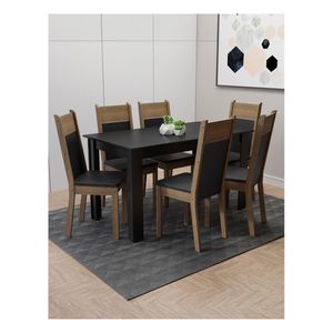 Juego de comedor Madesa con 6 sillas negro marron medelin