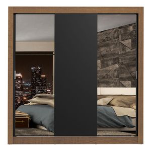 Closet Madesa 3 puertas con 2 espejos marron negro lyon plus