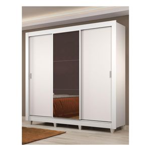 Closet Madesa 3 puertas 1 espejo 4 cajones con pies blanco lyon plus