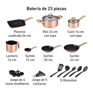 Batería de cocina Tefal 23 pzas dorado b953sn84