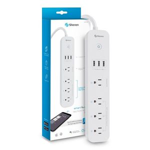 Multicontacto wi-fi Steren de 4 salidas horizontales y triple cargador usb