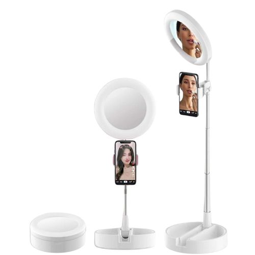 Aro De Luz Gadgets & Fun Con Espejo Plegable Blanco