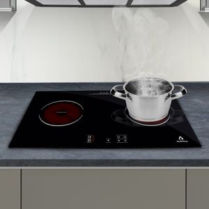 Parrilla De Vitroceramica 2  Quemadores SUPRa cubierta De Cristal Templado Color Negro VITROROSSO-H