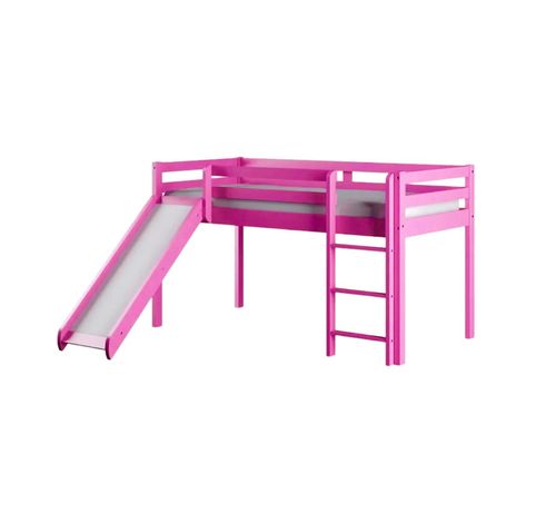 Cama Infantil House Muebles Rosa Con Resbaladilla