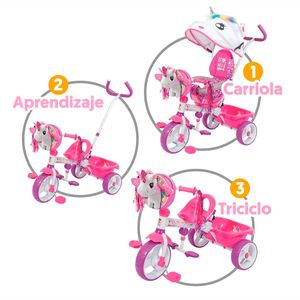 Triciclo para niña Apache unicornio 3 en 1 lc-sttxu-p