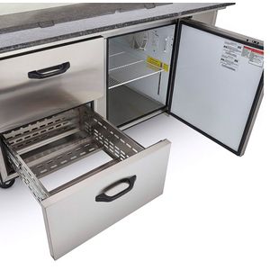 Mesa fría con granito Torrey preparación de alimentos acero inoxidable ptp21