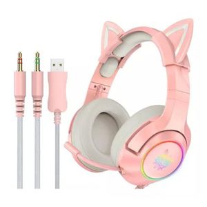 Audífonos gamer alámbricos Gadgets & Fun con orejas de gato rgb