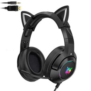 Audífonos gamer alámbricos Gadgets & Fun con orejas de gato rgb