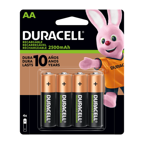 Pilas Recargables AA Duracell Con 4 pz 2500 mAh