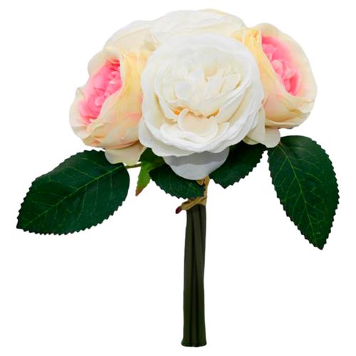 Flores Rosedal Bouquet de Camelia x 7Crema-Pink 7918