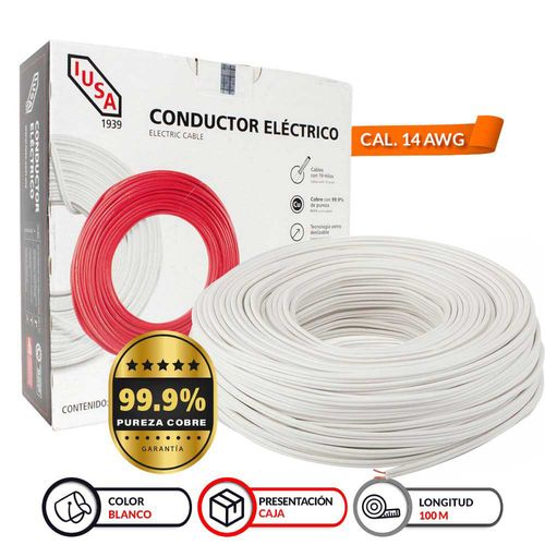 Rollo De Cable IUSA Flexible Pot Blanco 14 Awg 301713