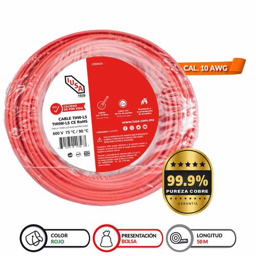 Cable Thhw-Ls IUSA 10 Awg Ojo 50 M 267298