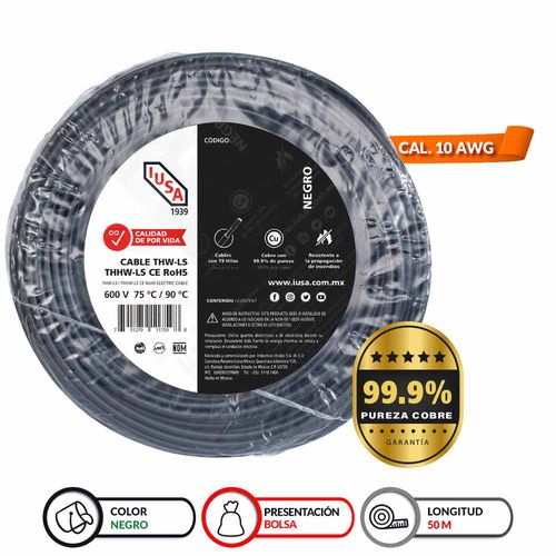 Cable Thhw-Ls IUSA 10 Awg Gro 50 M 267297