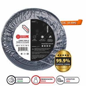 Cable thhw-ls IUSA 10 awg negro 20 m 267285