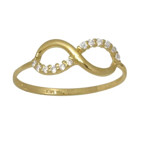 Anillo Infinito Zirconias Joyeria M De León  Oro 10 K.