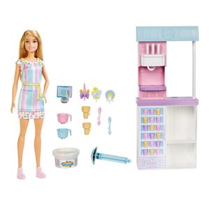 Set de juego Barbie heladería con muñeca hcn46