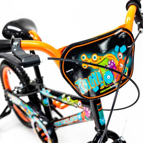 Bicicleta Para Niño R16 Mercurio Troya Negra Con Naranja 301009