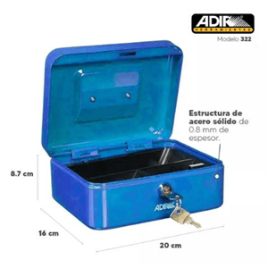 Caja para dinero metálica Adir azul 322
