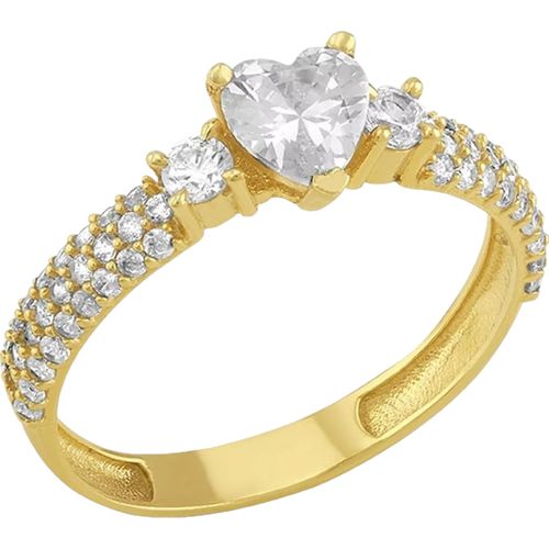 Anillo Solitario Corazón Joyería M De León Zirconias Oro 10k