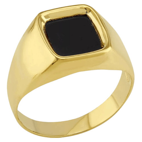 Anillo Caballero Cuadro Negro Joyería M De León Oro 10k