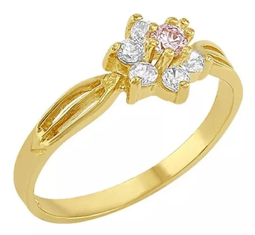 Anillo Estrella Rosa Niña Joyería M De León Oro 10k