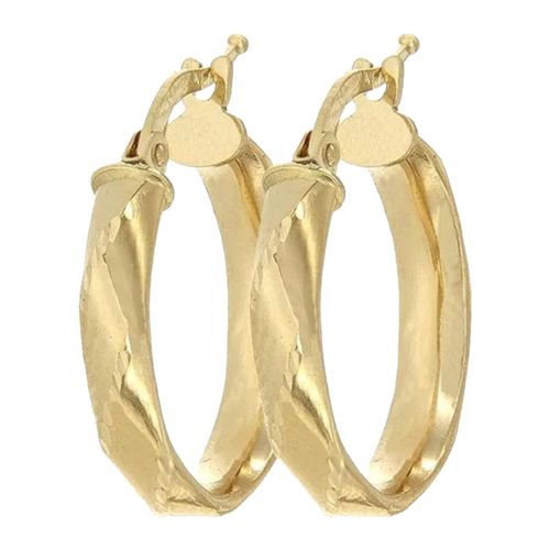 Arracadas Delgadas Caramelo 1.4 Cm Joyería M De Leon Oro 14k