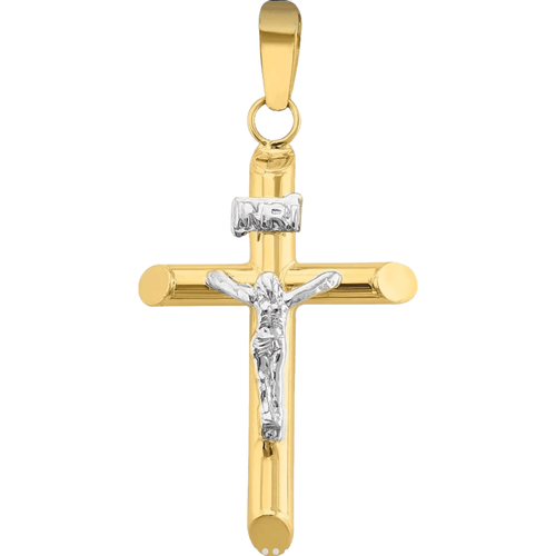 Kit Cadena + Dije Cruz Tubo Cristo Joyería M De León Oro 14k