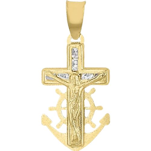 Dije Mini Ancla Cristo Joyería M De León Oro 10k