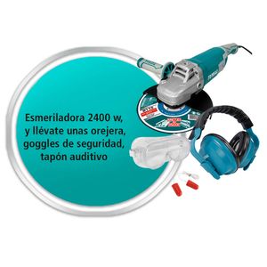 Combo esmeriladora 2400w orejeras goggles de seguridad y más Total 268803