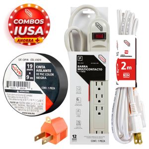 Combo multicontacto + extensión + clavija + cinta aislante Total 268691