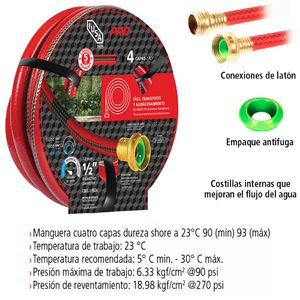 Manguera 10m pro cuatro capas con conexiones metálicas IUSA 620071
