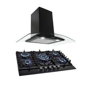 combo Empotrable SUPRa Parrilla para gas 5 q, campana extractora de isla fernot