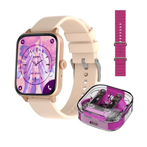 Smartwatch + Audífonos Binden 1.8' Llamadas Salud  Rosa Kulest Kit