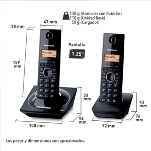 Teléfono inalámbrico Panasonic 6.0 digital 2 auri kx-tg1712meb
