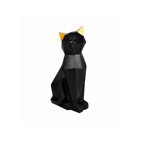 Gato siames geométrico de resina negro/orejas doradas dma 1037bk