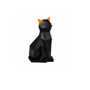 Gato siames geométrico de resina negro/orejas doradas dma 1037bk
