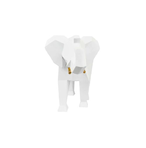 Elefante Blanco con Terminados Dorados de Resina DMA-1044WH