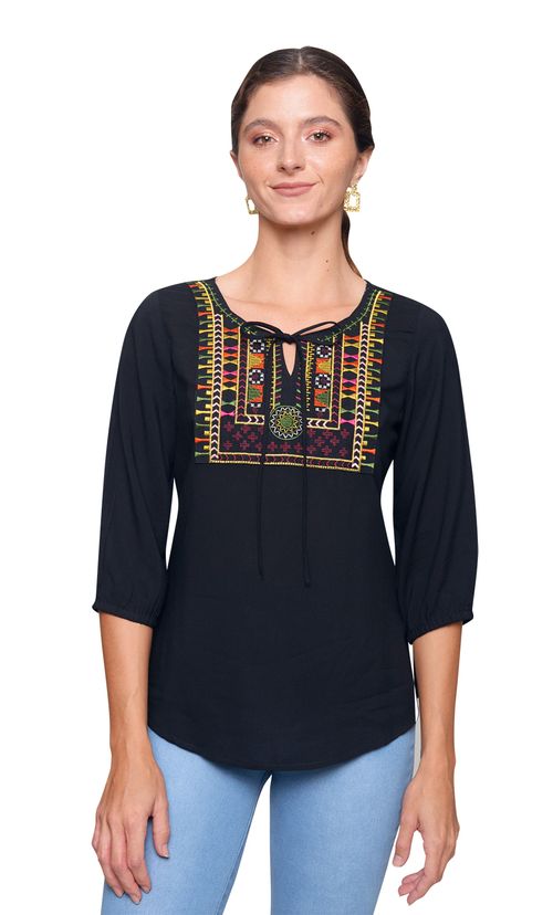 Blusa Devendi Bordada Colores 213-30