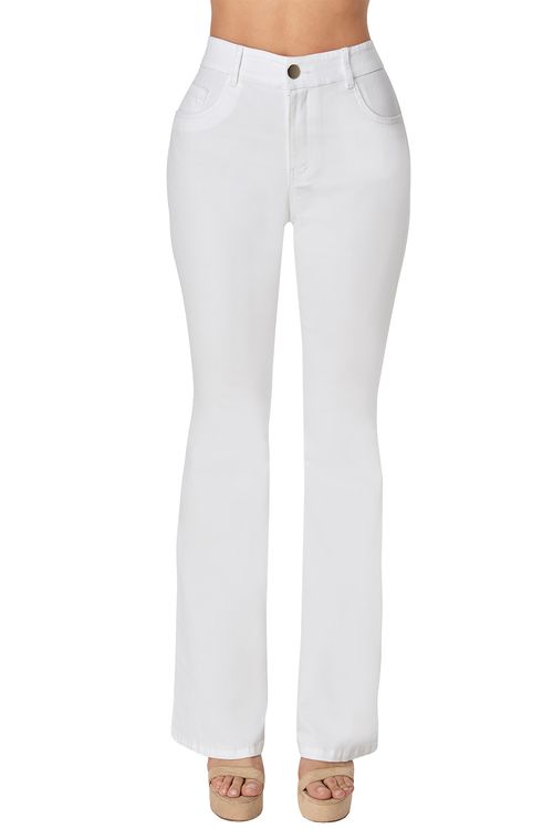 Jeans Devendi Corte Campana Blanco 113-31