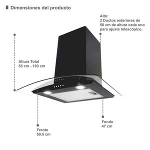 Campana de extracción Supra negra cc-60 negra