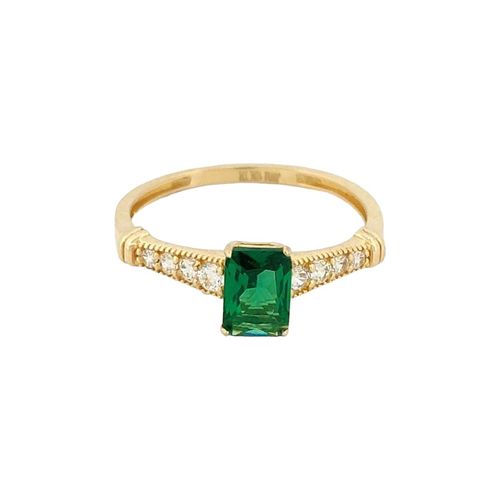 Anillo Zirconias Verde/Blancas Oro 10 k