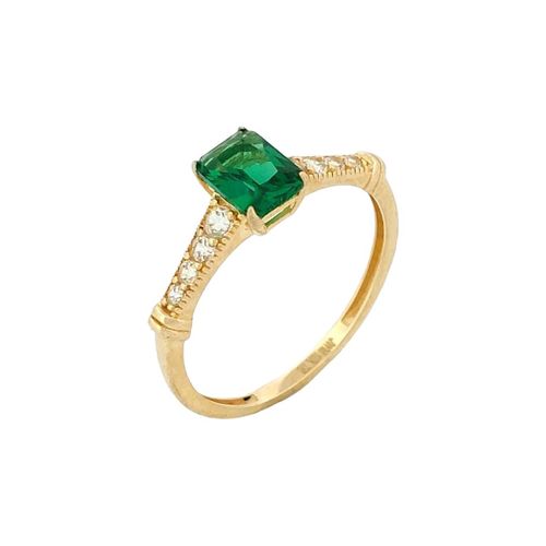 Anillo Zirconias Verde/Blancas Oro 10 k