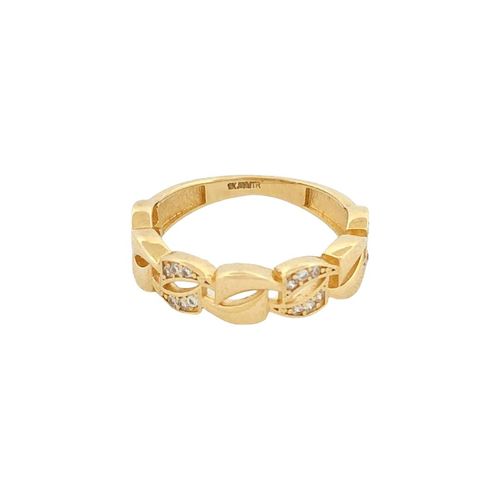 Anillo Eslabones Zirconias Oro 10 K.