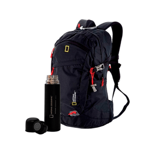Mochila de senderismo de 32 litros y termo 500 ml negro National geographic mod. mt-01