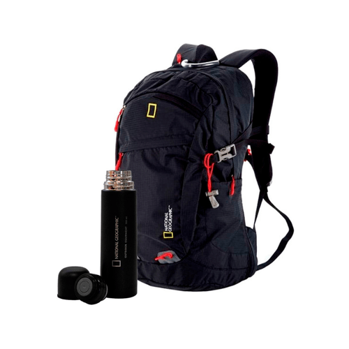 Mochila de Senderismo de 32L y Termo 500ml Negro National Geographic Mod. MT-01