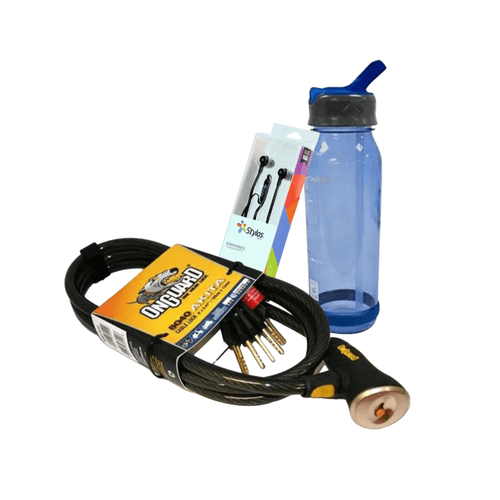 Set de Candado para Bicicleta con Botella de Agua 750 ml y Audífonos Mod. CMN